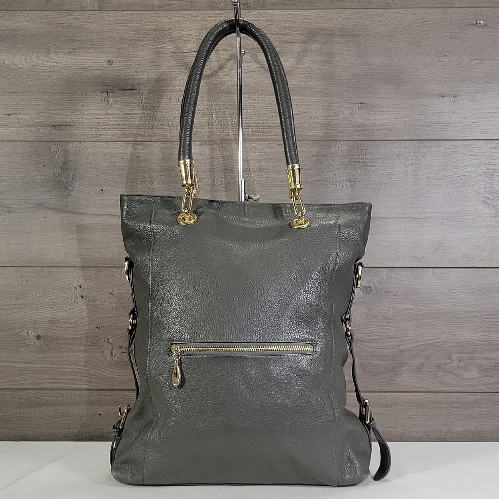 Kristen Bell for Erica Anenberg Gray Pebble Leather Tote Bag - Picture 1 of 13